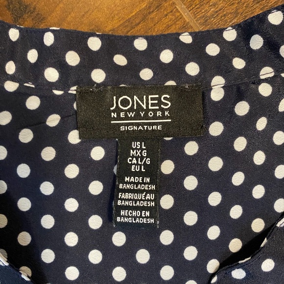 JONES NEW YORK Signature - polkadot navy and white tunic blouse - Picture 2 of 4